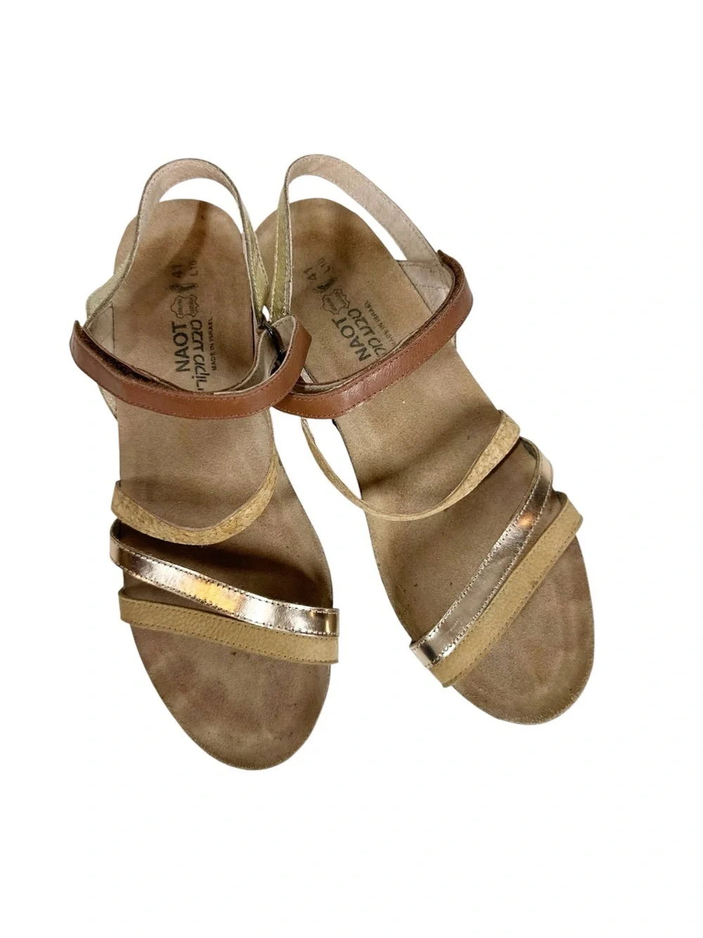 Naot Hero Size 41 Women's Brown and Metallic Slingback Sandals
